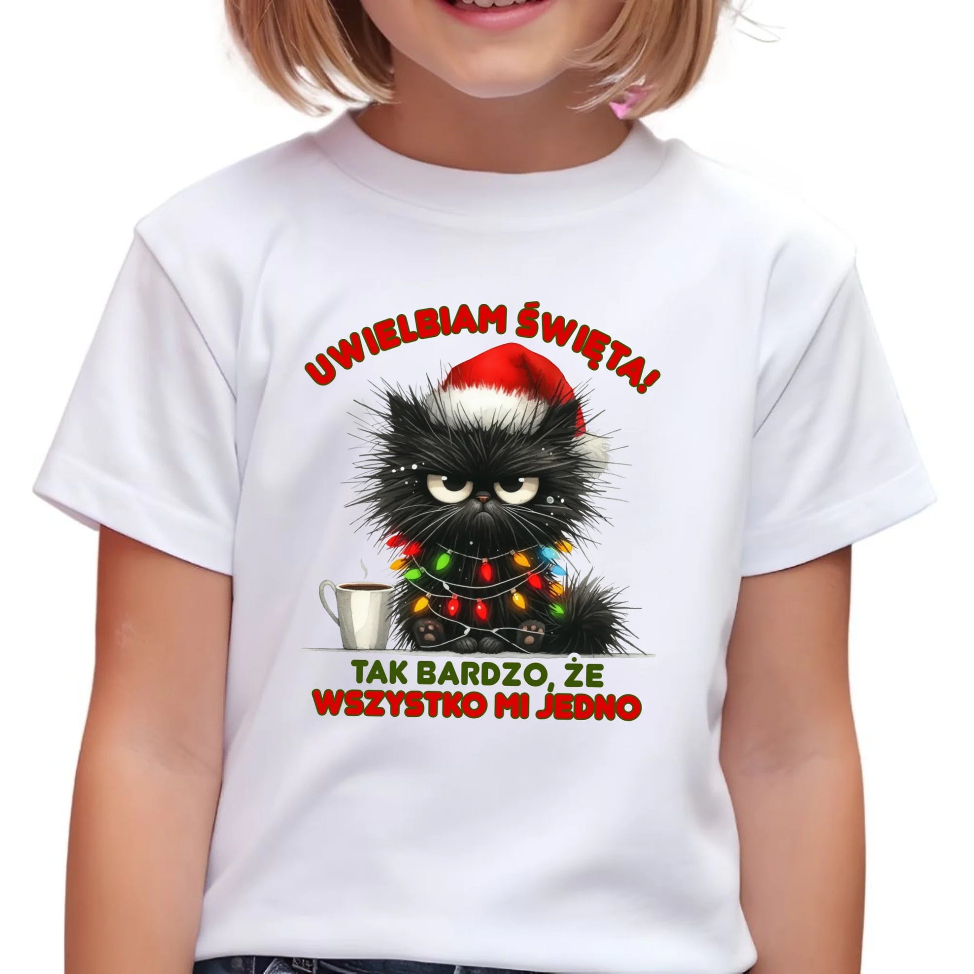 Koszulka dziecięca świąteczna - Kot Maruda Wszystko mi jedno BN35 - StoryCups.pl