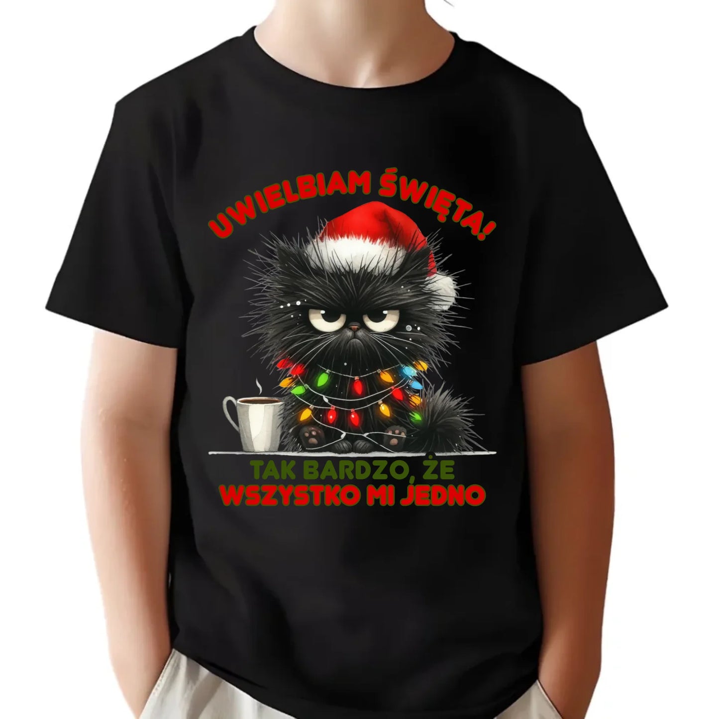 Koszulka dziecięca świąteczna - Kot Maruda Wszystko mi jedno BN35 - StoryCups.pl