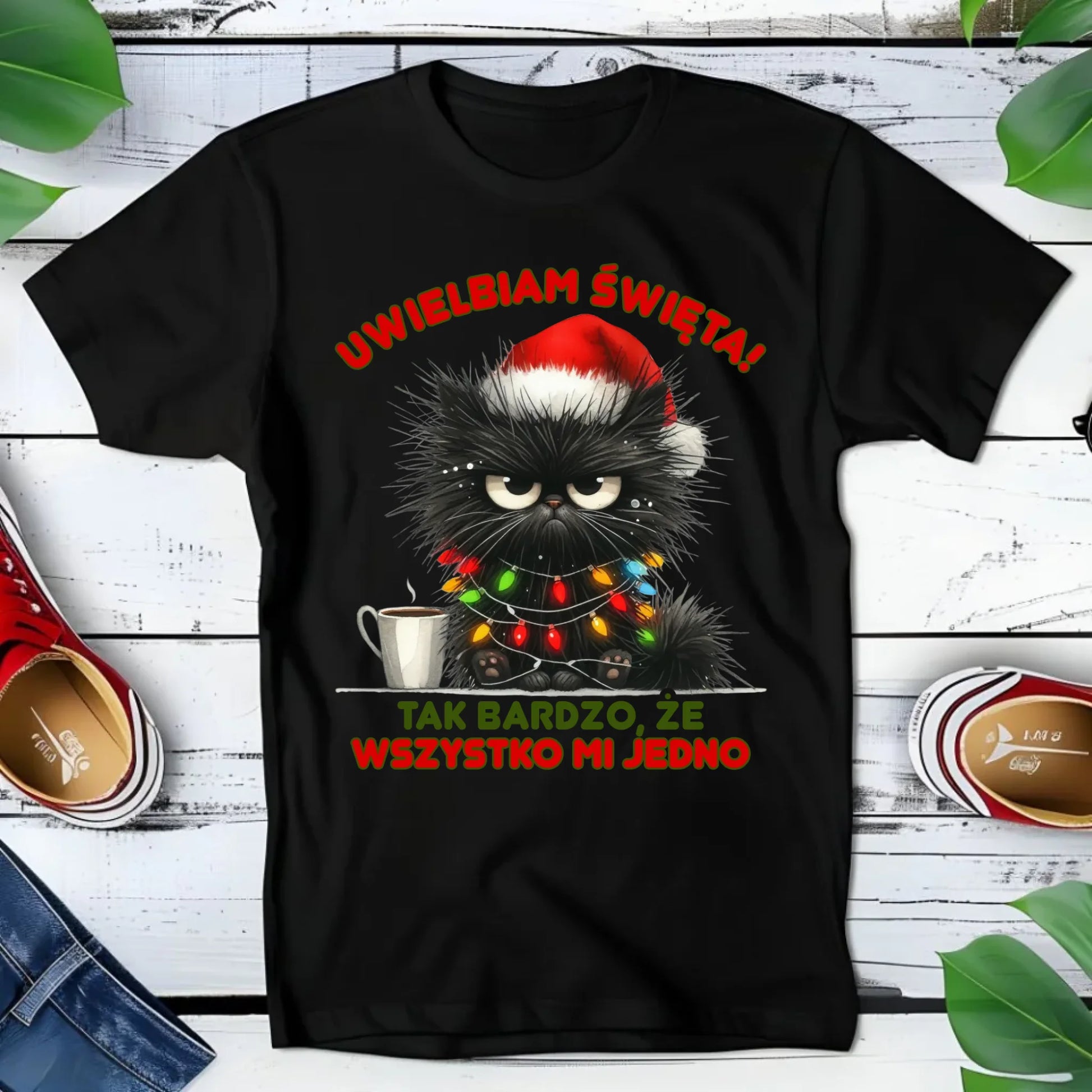 Koszulka dziecięca świąteczna - Kot Maruda Wszystko mi jedno BN35 - StoryCups.pl