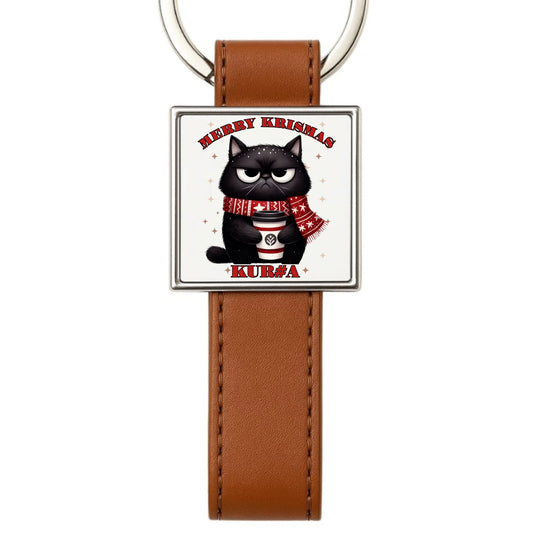 Brelok świąteczny - Zburczany kot Merry Krismas kur#a - bez cenzury BN34 - StoryCups.pl