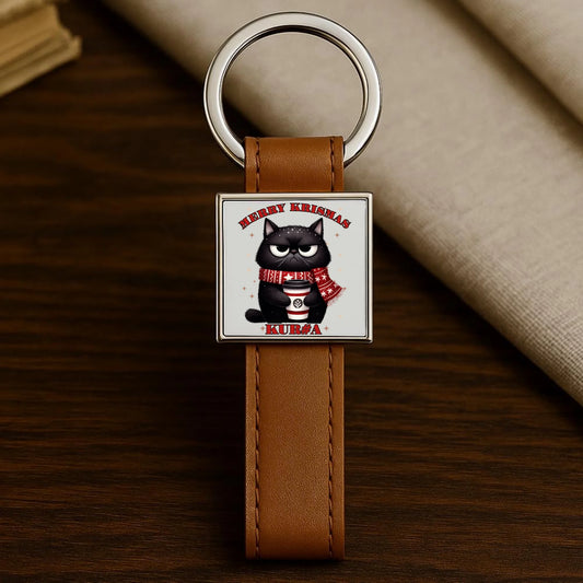 Brelok świąteczny - Zburczany kot Merry Krismas kur#a - bez cenzury BN34 - StoryCups.pl