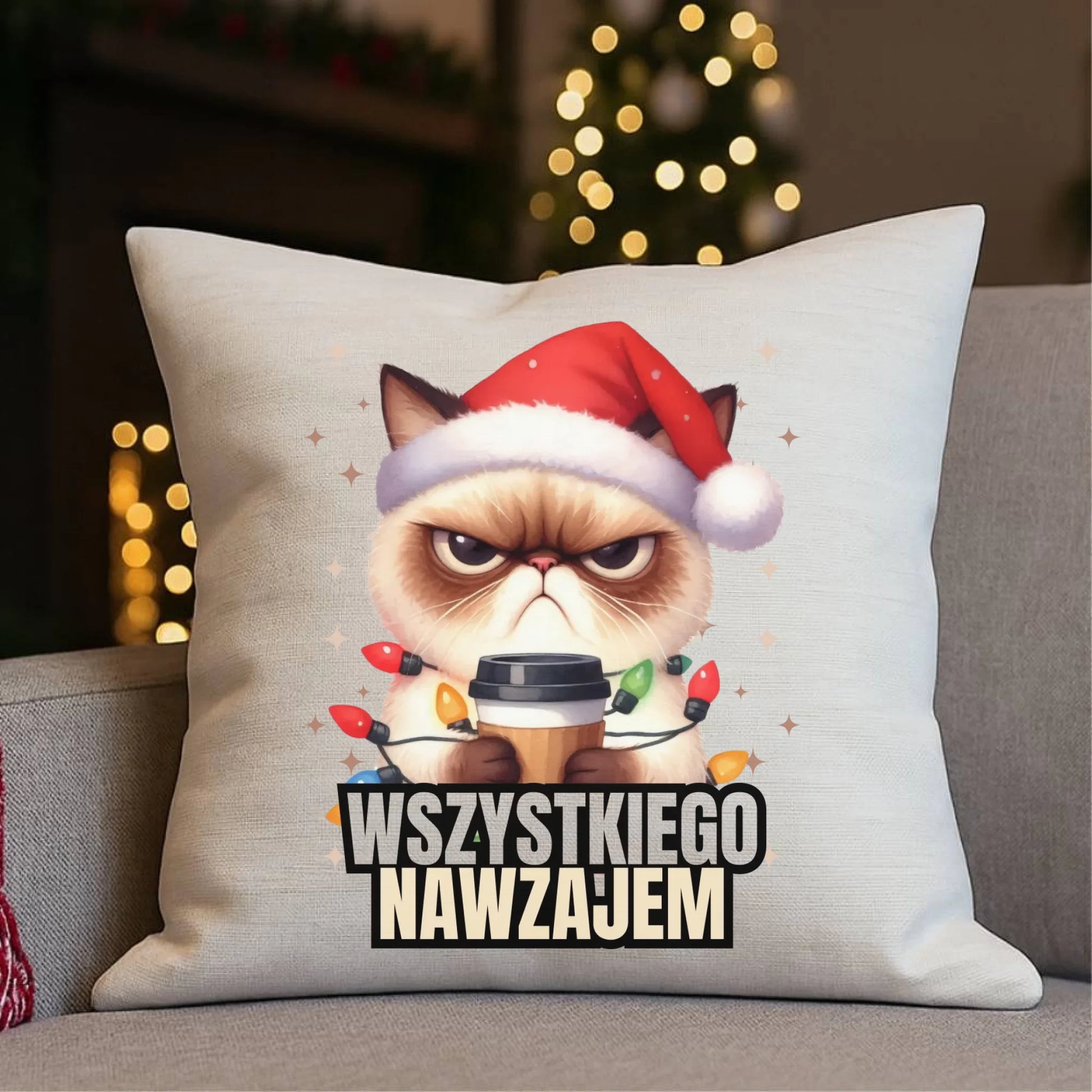 Poduszka świąteczna - Grumpy Cat Wszystkiego nawzajem BN33 - StoryCups.pl