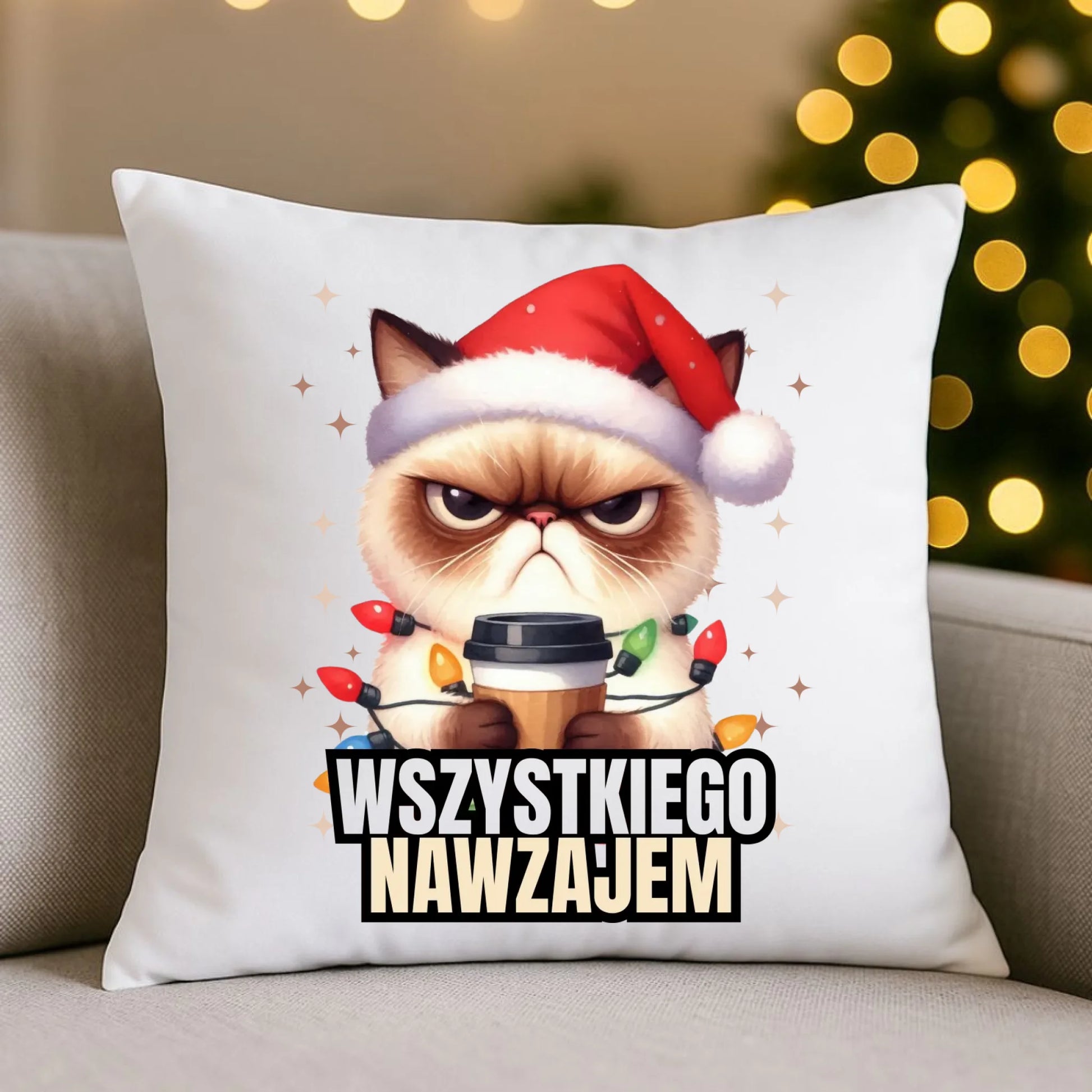 Poduszka świąteczna - Grumpy Cat Wszystkiego nawzajem BN33 - StoryCups.pl