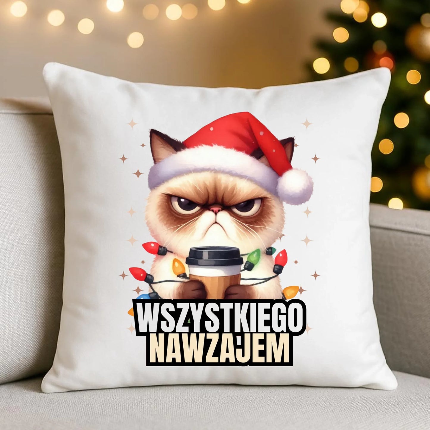 Poduszka świąteczna - Grumpy Cat Wszystkiego nawzajem BN33 - StoryCups.pl