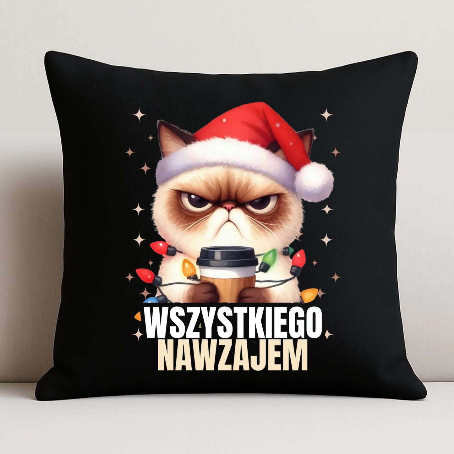 Poduszka dekoracyjna świąteczna - Grumpy Cat Wszystkiego nawzajem BN33 - StoryCups.pl