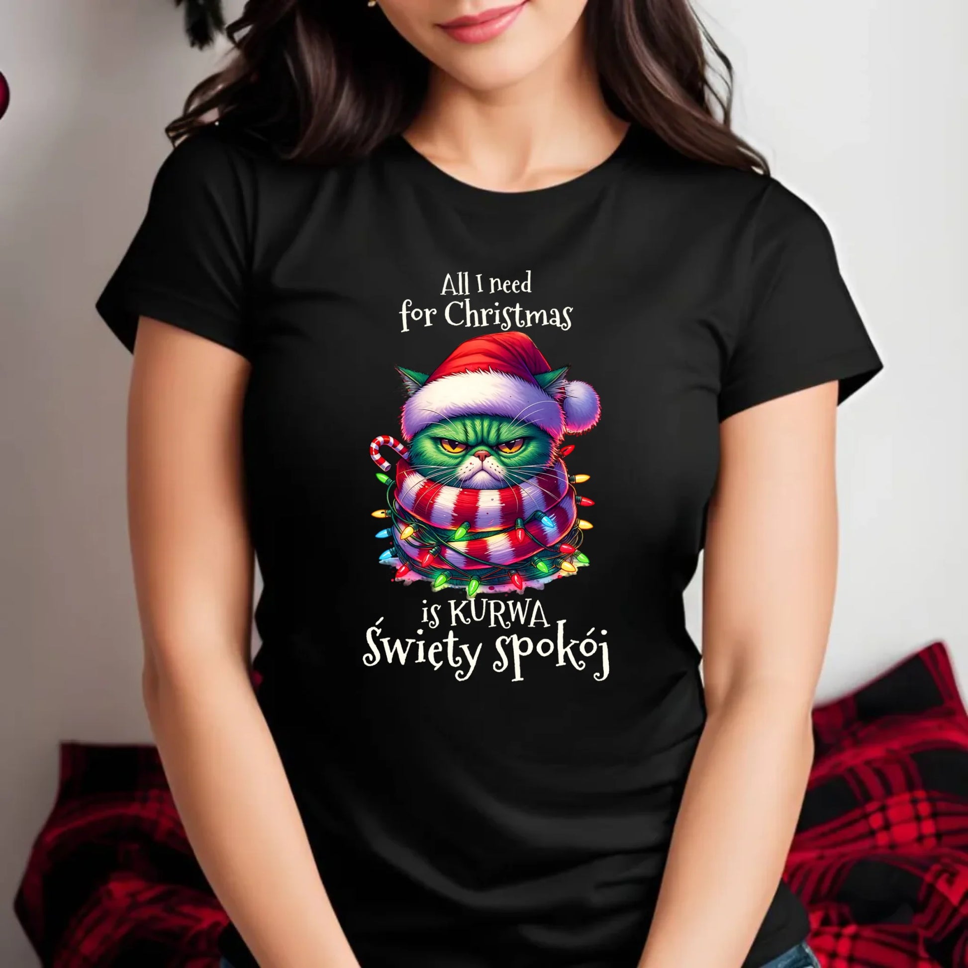 Koszulka damska świąteczna - All I need for Christmas is ku*wa święty spokój - bez cenzury BN101 - StoryCups.pl