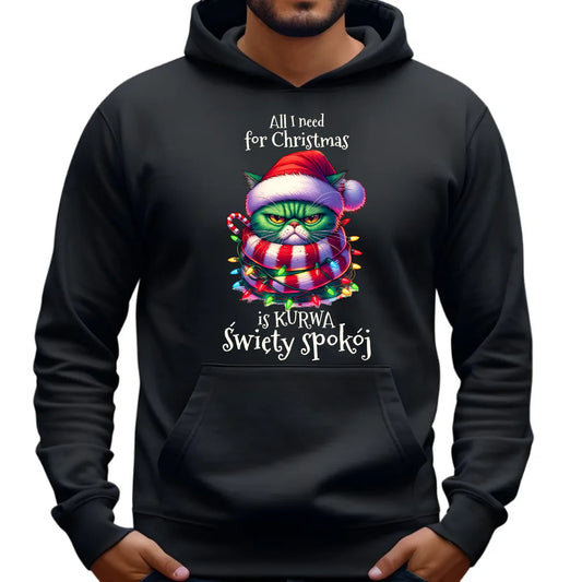 Bluza męska z kapturem świąteczna - All I need for Christmas is ku*wa święty spokój - bez cenzury BN101 - StoryCups.pl