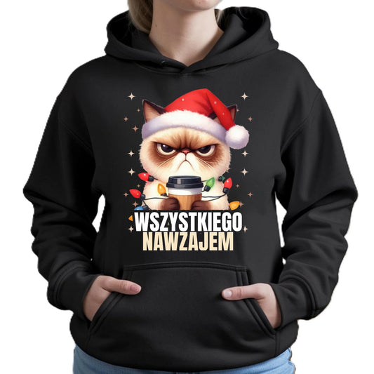 Bluza damska z kapturem świąteczna - Grumpy Cat Wszystkiego nawzajem BN33 - StoryCups.pl