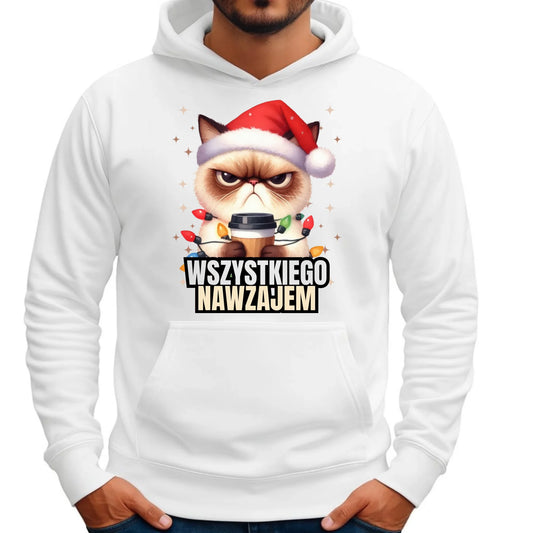 Bluza męska z kapturem świąteczna - Grumpy Cat Wszystkiego nawzajem BN33 - StoryCups.pl