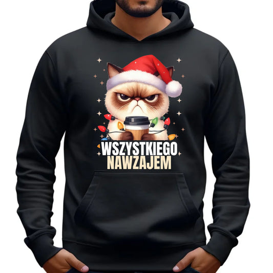 Bluza męska z kapturem świąteczna - Grumpy Cat Wszystkiego nawzajem BN33 - StoryCups.pl