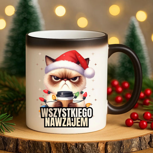Kubek magiczny świąteczny - Grumpy Cat Wszystkiego nawzajem BN33 - StoryCups.pl