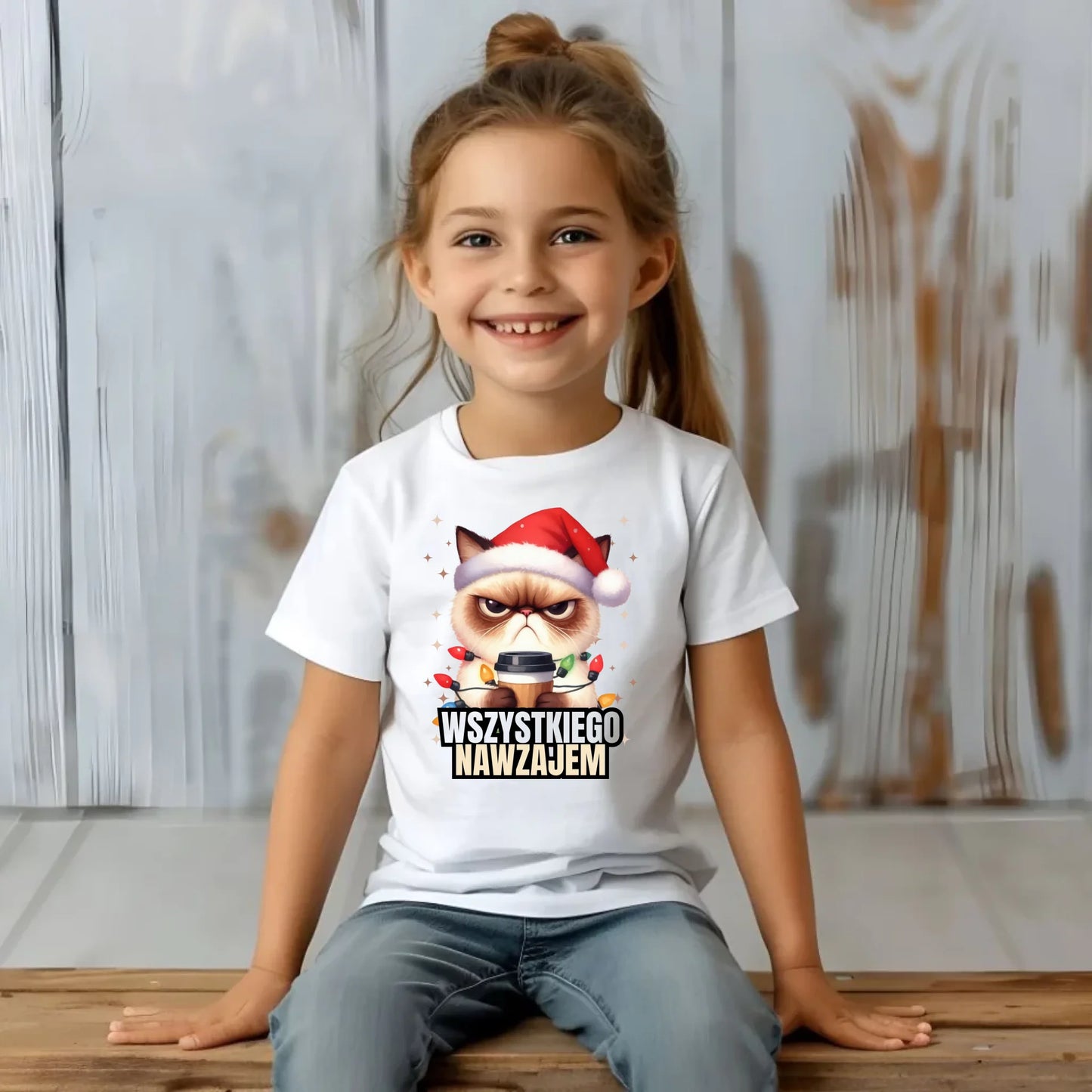 Koszulka dziecięca świąteczna - Grumpy Cat Wszystkiego nawzajem BN33 - StoryCups.pl