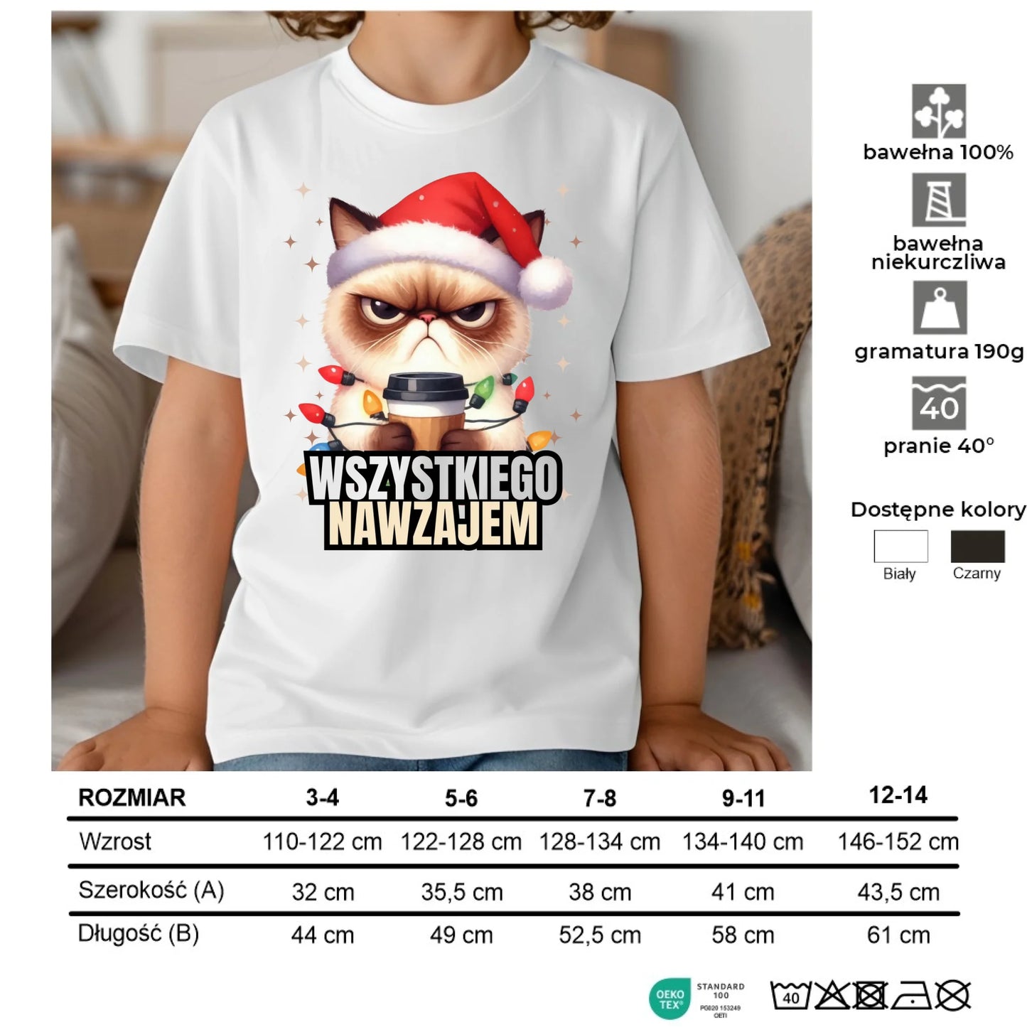 Koszulka dziecięca świąteczna - Grumpy Cat Wszystkiego nawzajem BN33 - StoryCups.pl