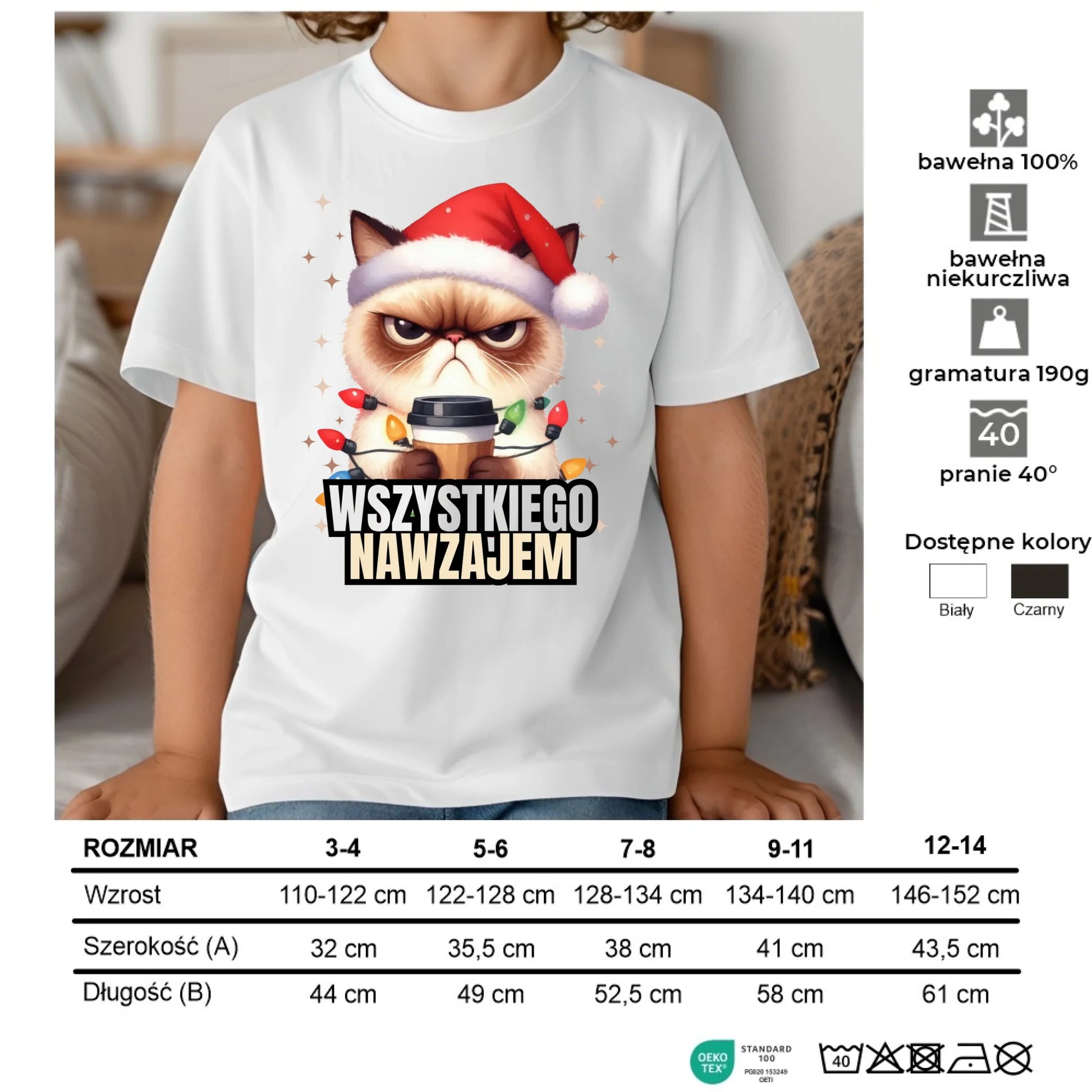 Koszulka dziecięca świąteczna - Grumpy Cat Wszystkiego nawzajem BN33 - StoryCups.pl