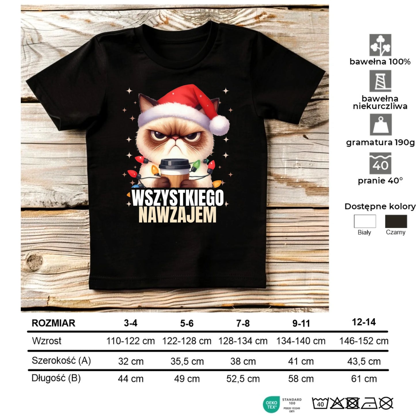 Koszulka dziecięca świąteczna - Grumpy Cat Wszystkiego nawzajem BN33 - StoryCups.pl