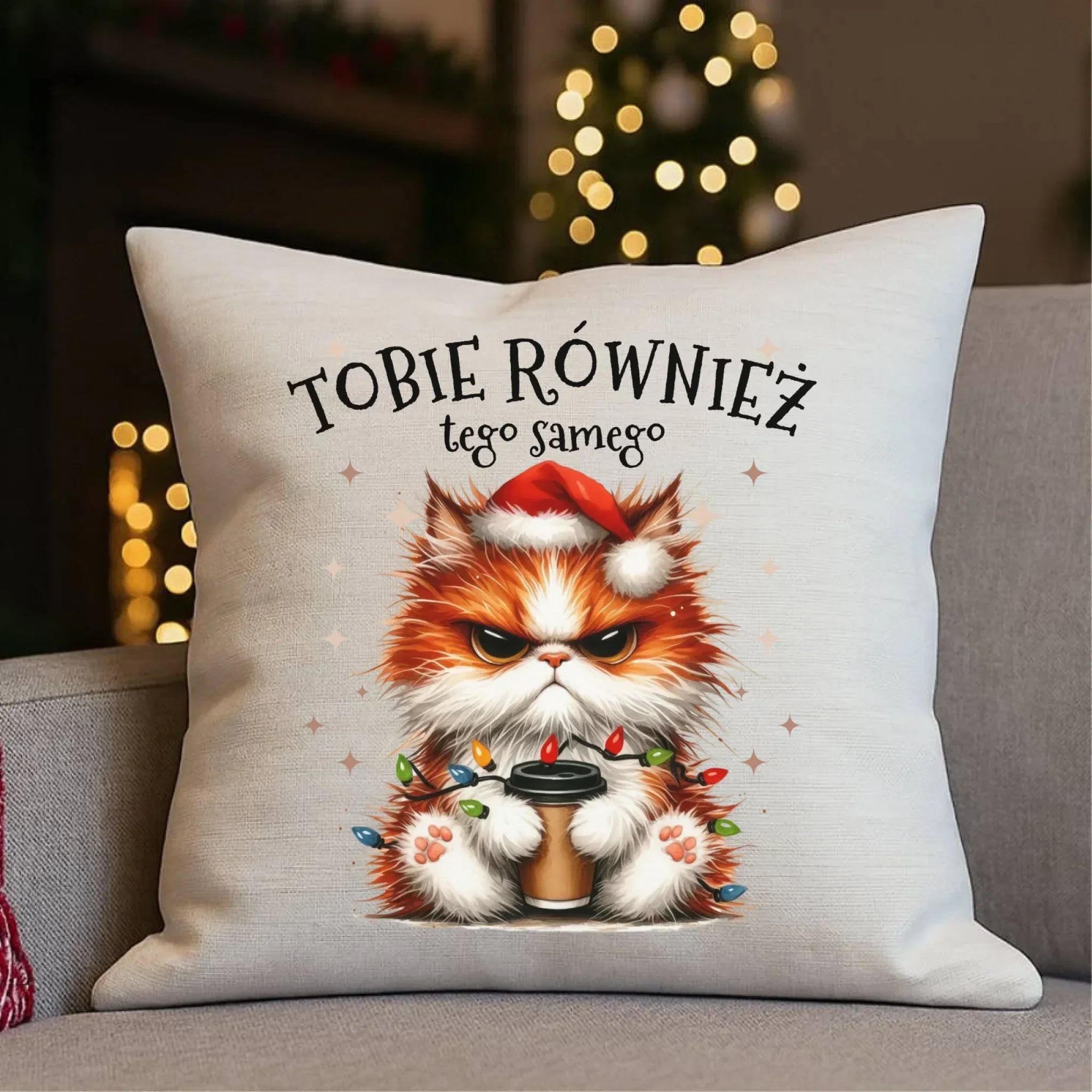 Poduszka świąteczna - Grumpy Cat Tobie również tego samego BN32 - StoryCups.pl