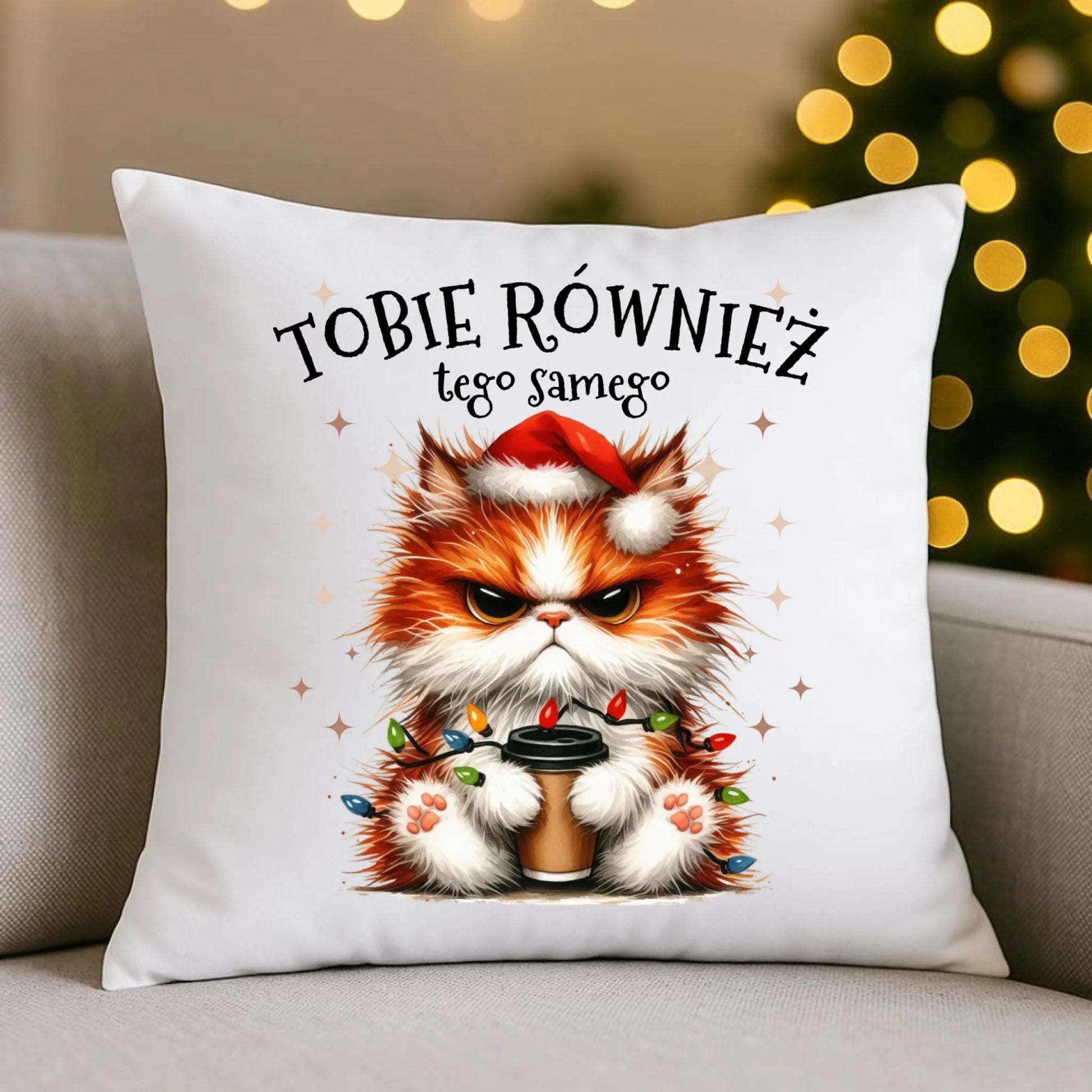 Poduszka świąteczna - Grumpy Cat Tobie również tego samego BN32 - StoryCups.pl