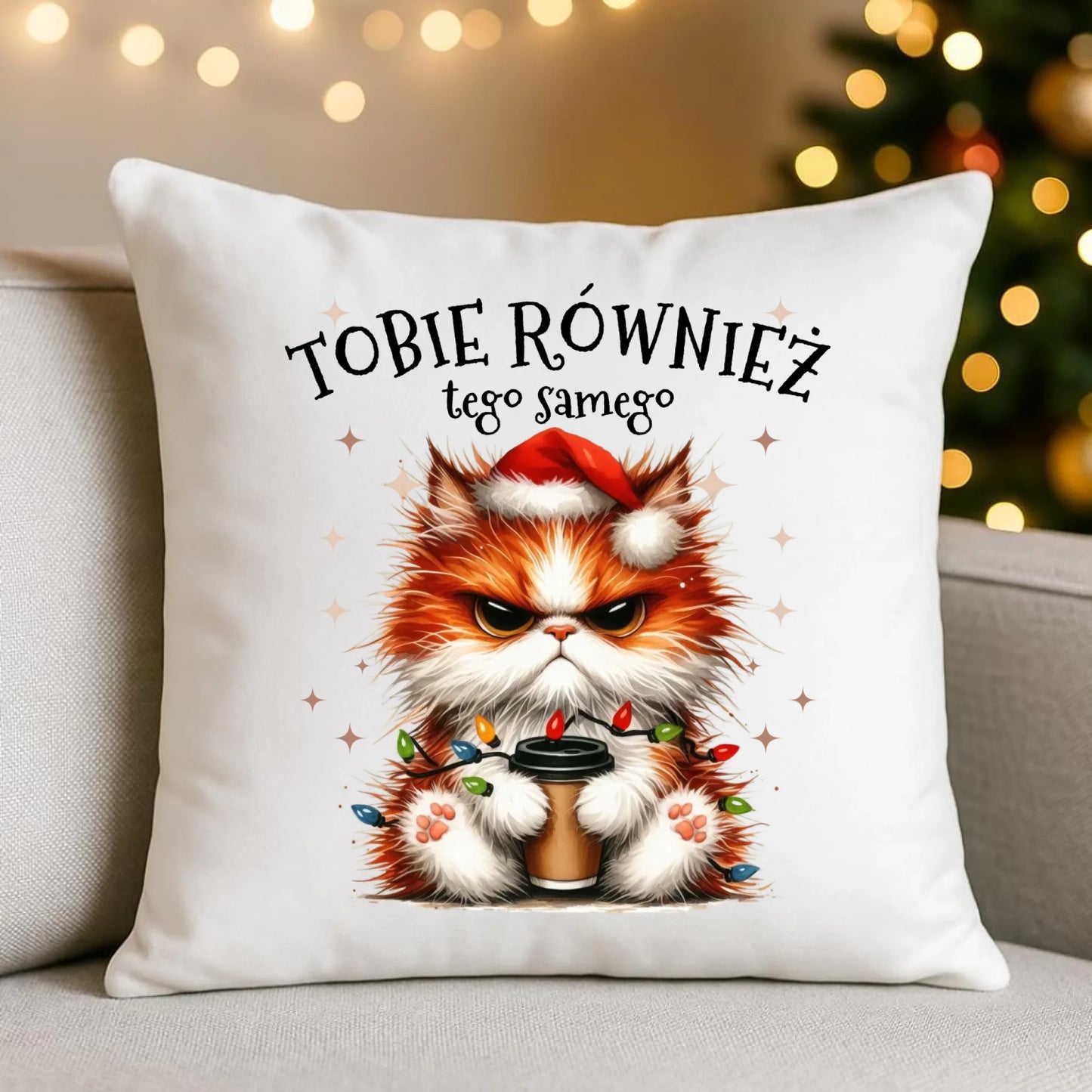 Poduszka świąteczna - Grumpy Cat Tobie również tego samego BN32 - StoryCups.pl
