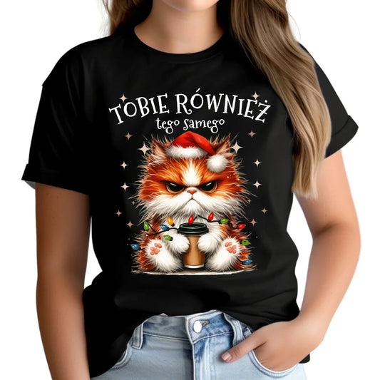 Koszulka damska świąteczna - Grumpy Cat Tobie również tego samego BN32 - StoryCups.pl
