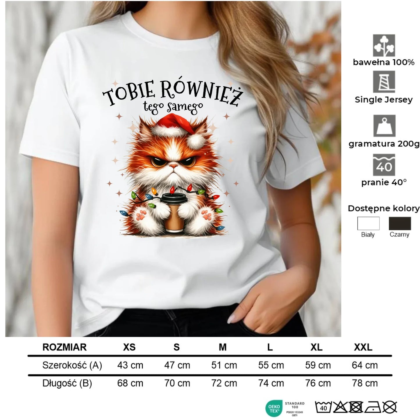 Koszulka damska świąteczna - Grumpy Cat Tobie również tego samego BN32 - StoryCups.pl