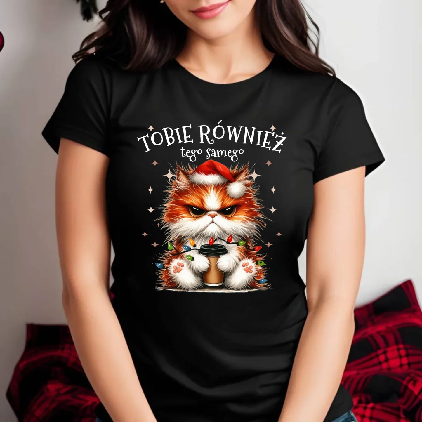 Koszulka damska świąteczna - Grumpy Cat Tobie również tego samego BN32 - StoryCups.pl