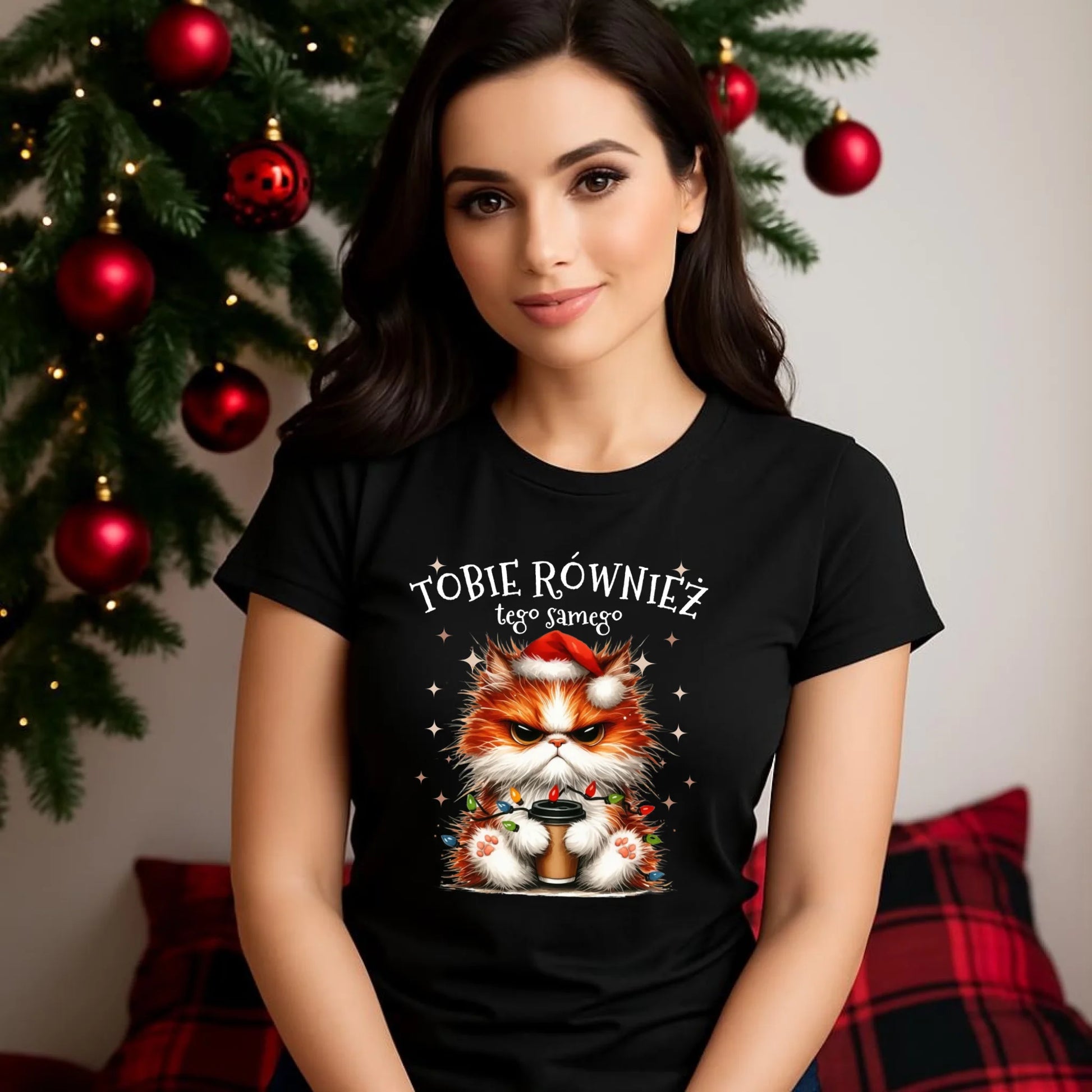 Koszulka damska świąteczna - Grumpy Cat Tobie również tego samego BN32 - StoryCups.pl