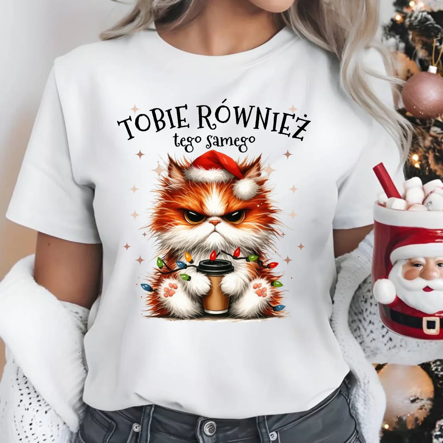 Koszulka damska świąteczna - Grumpy Cat Tobie również tego samego BN32 - StoryCups.pl