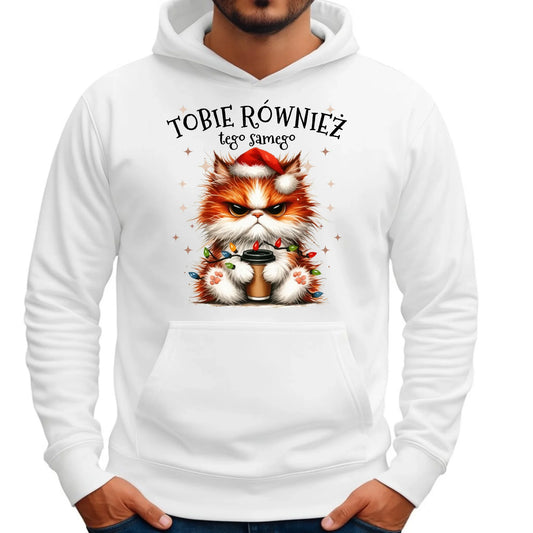 Bluza męska z kapturem świąteczna - Grumpy Cat Tobie również tego samego BN32 - StoryCups.pl