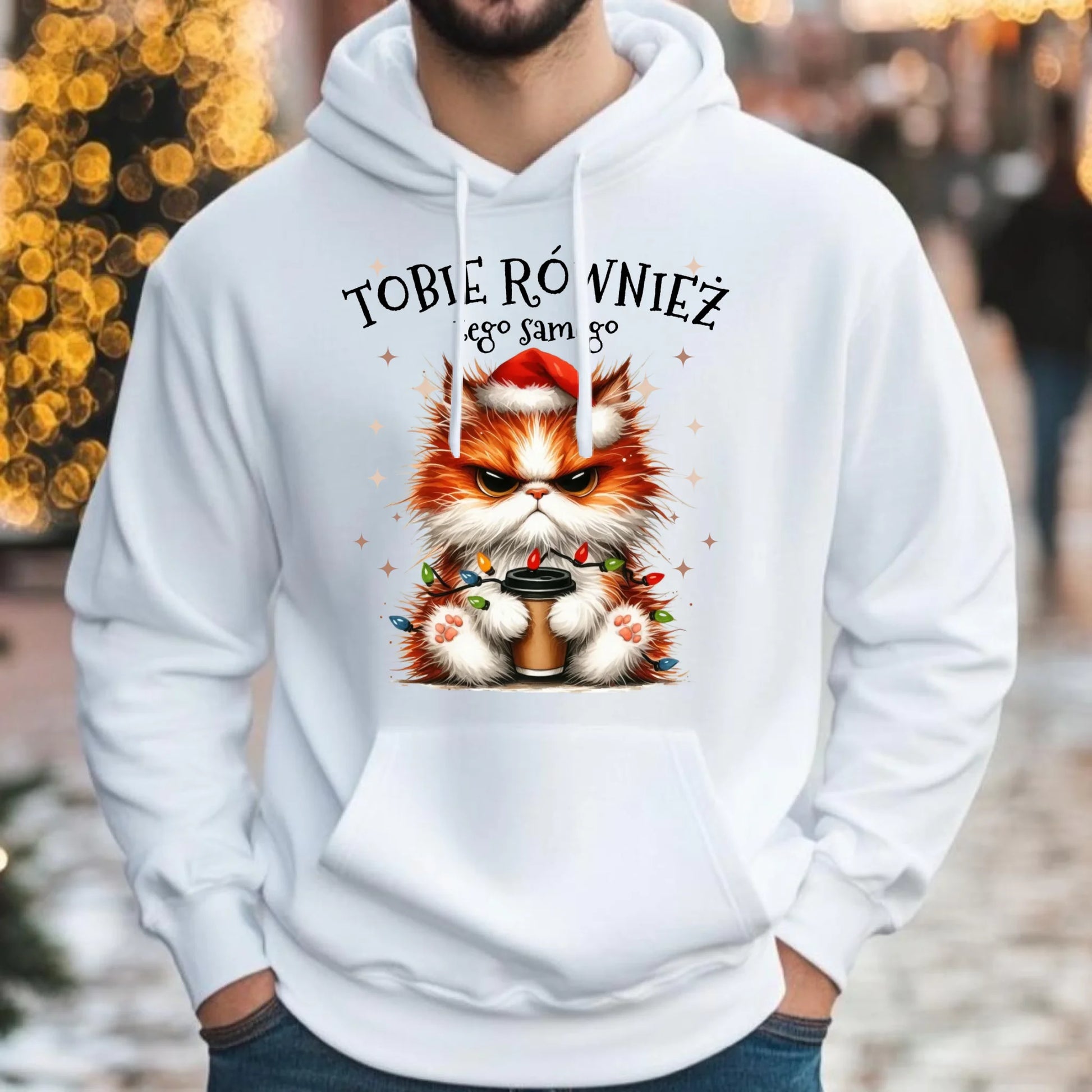 Bluza męska z kapturem świąteczna - Grumpy Cat Tobie również tego samego BN32 - StoryCups.pl