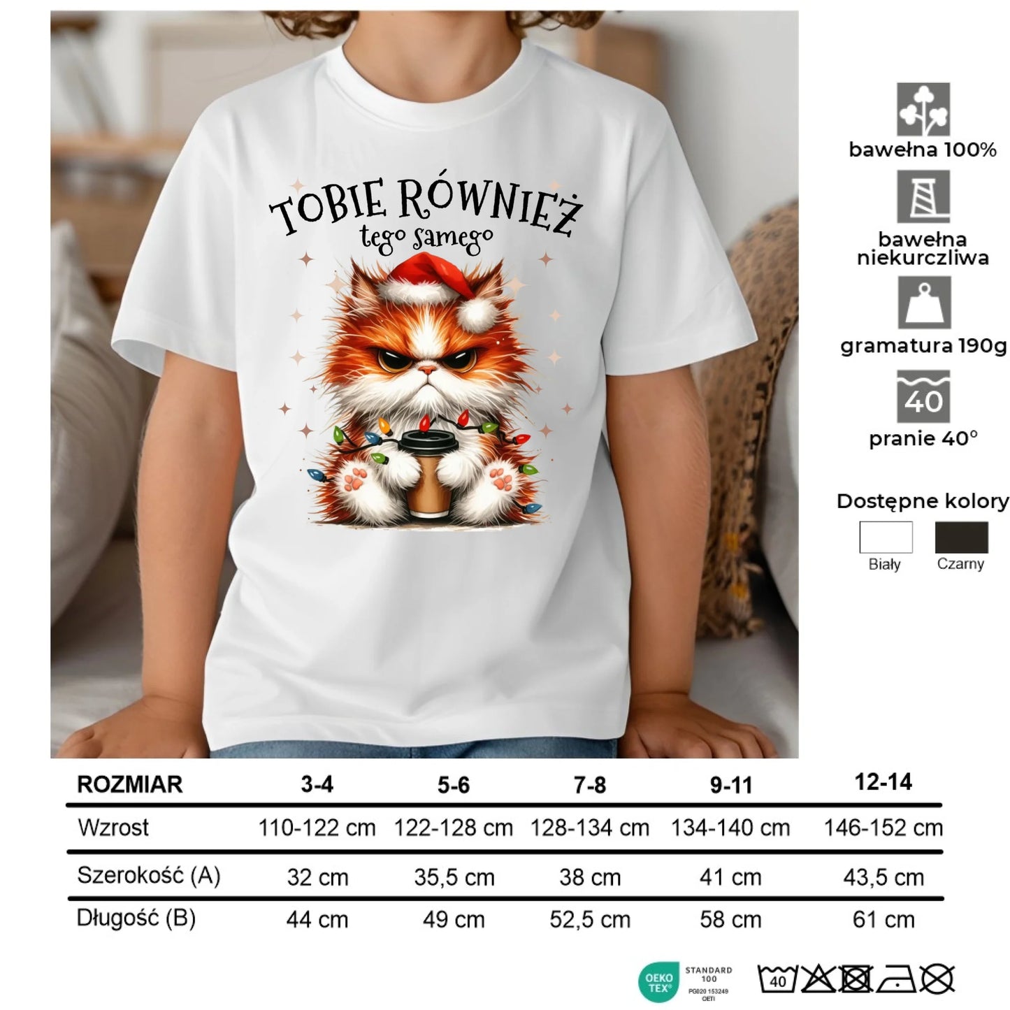 Koszulka dziecięca świąteczna - Grumpy Cat Tobie również tego samego BN32 - StoryCups.pl