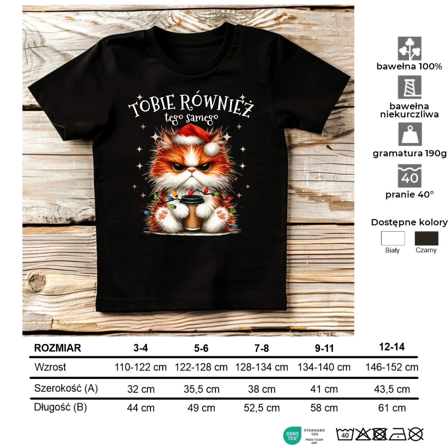 Koszulka dziecięca świąteczna - Grumpy Cat Tobie również tego samego BN32 - StoryCups.pl