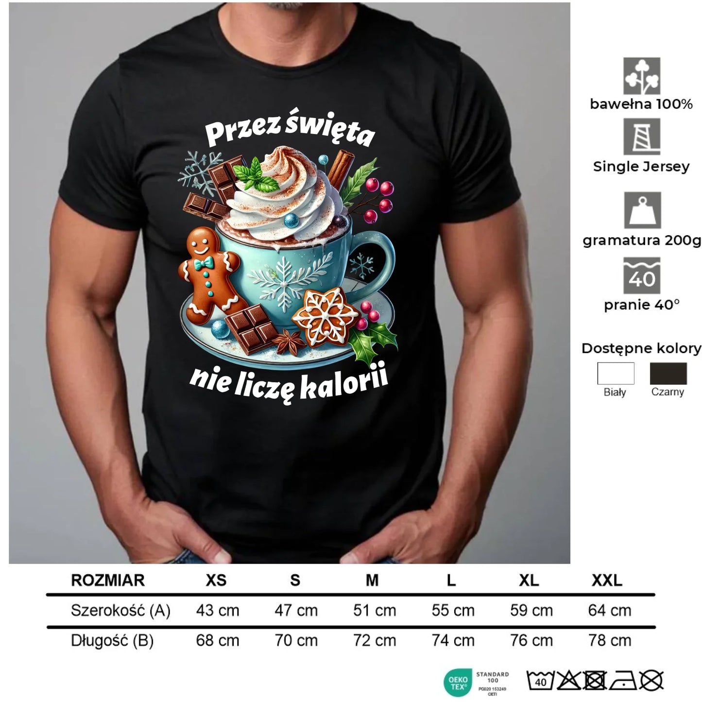 Koszulka męska świąteczna - Przez święta nie liczę kalorii BN31 - StoryCups.pl