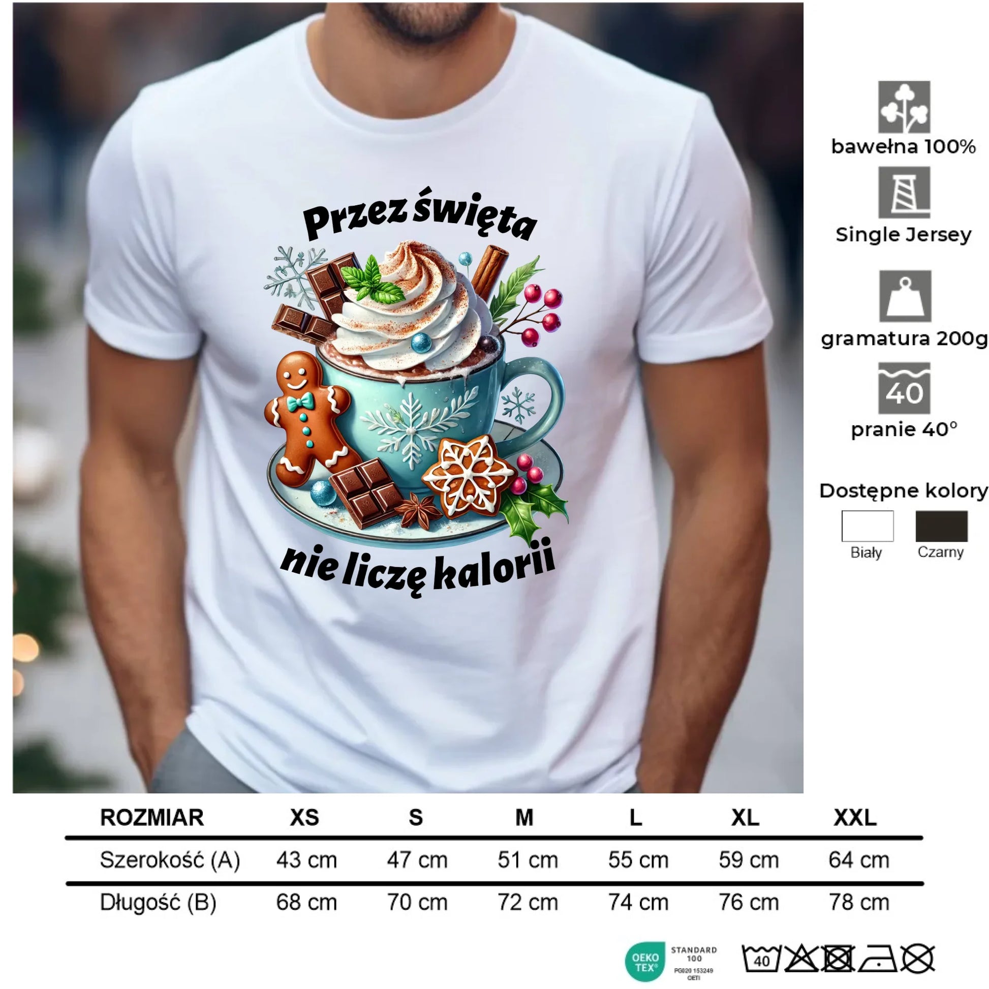 Koszulka męska świąteczna - Przez święta nie liczę kalorii BN31 - StoryCups.pl