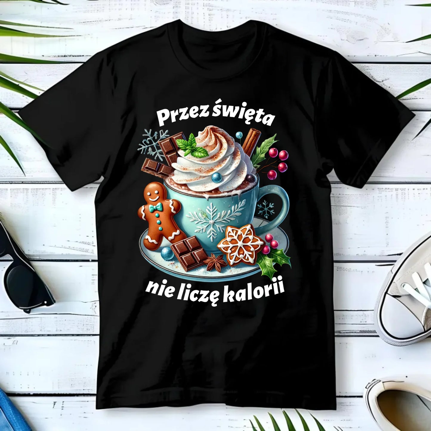 Koszulka męska świąteczna - Przez święta nie liczę kalorii BN31 - StoryCups.pl