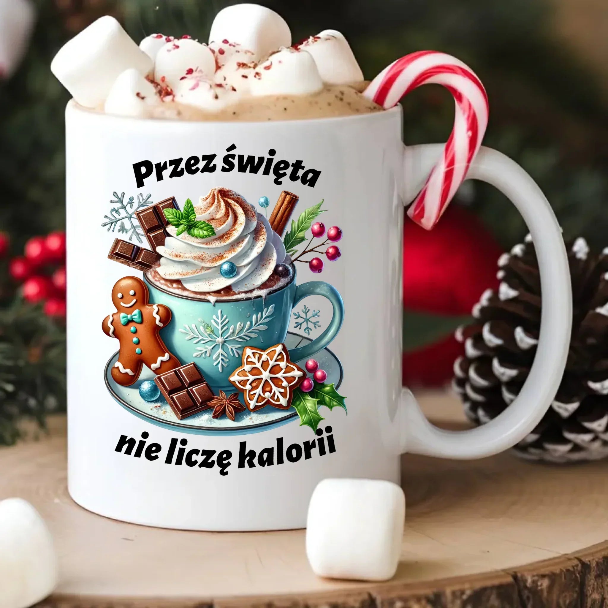 Kubek świąteczny - Przez święta nie liczę kalorii BN31 - StoryCups.pl
