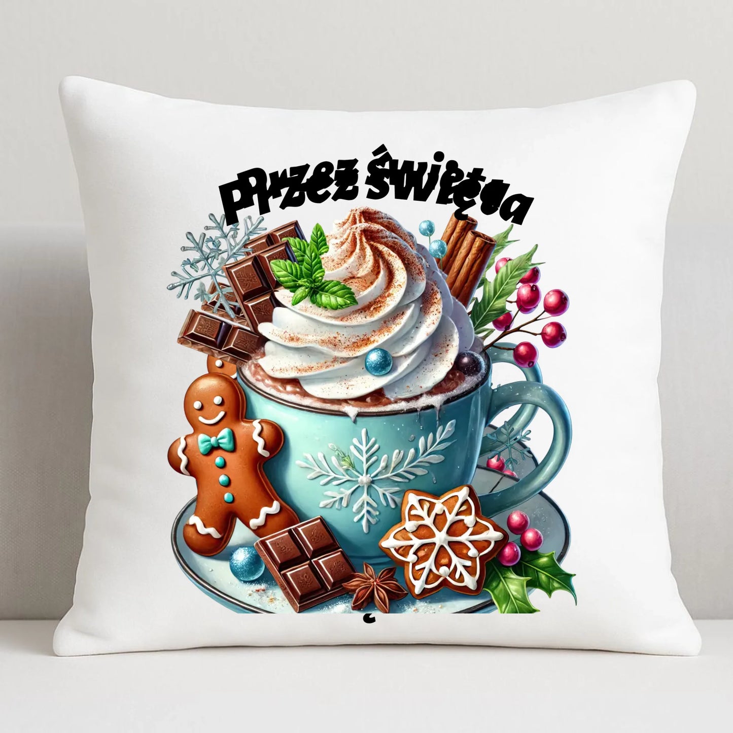 Poduszka świąteczna - Przez święta nie liczę kalorii BN31 - StoryCups.pl