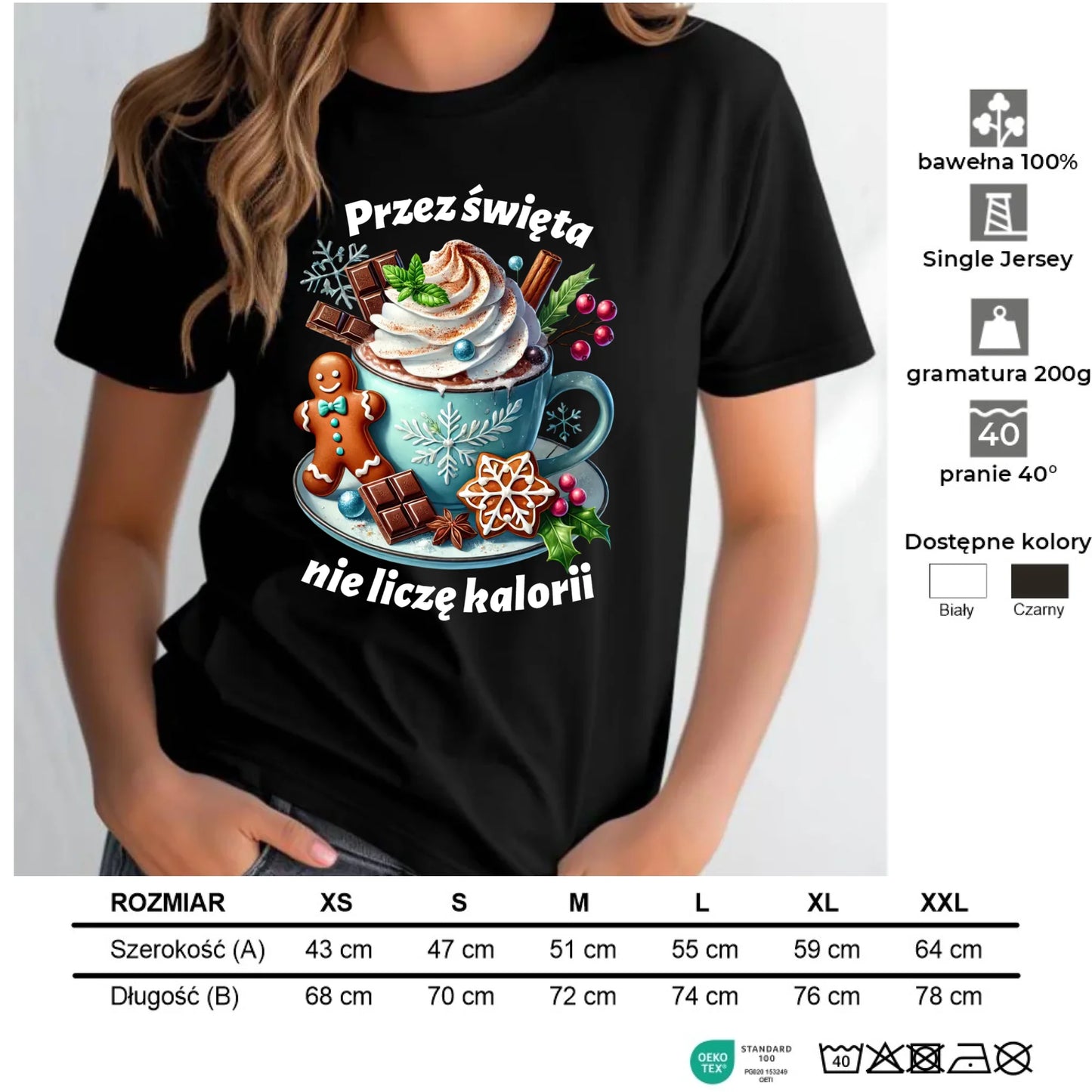 Koszulka damska świąteczna - Przez święta nie liczę kalorii BN31 - StoryCups.pl