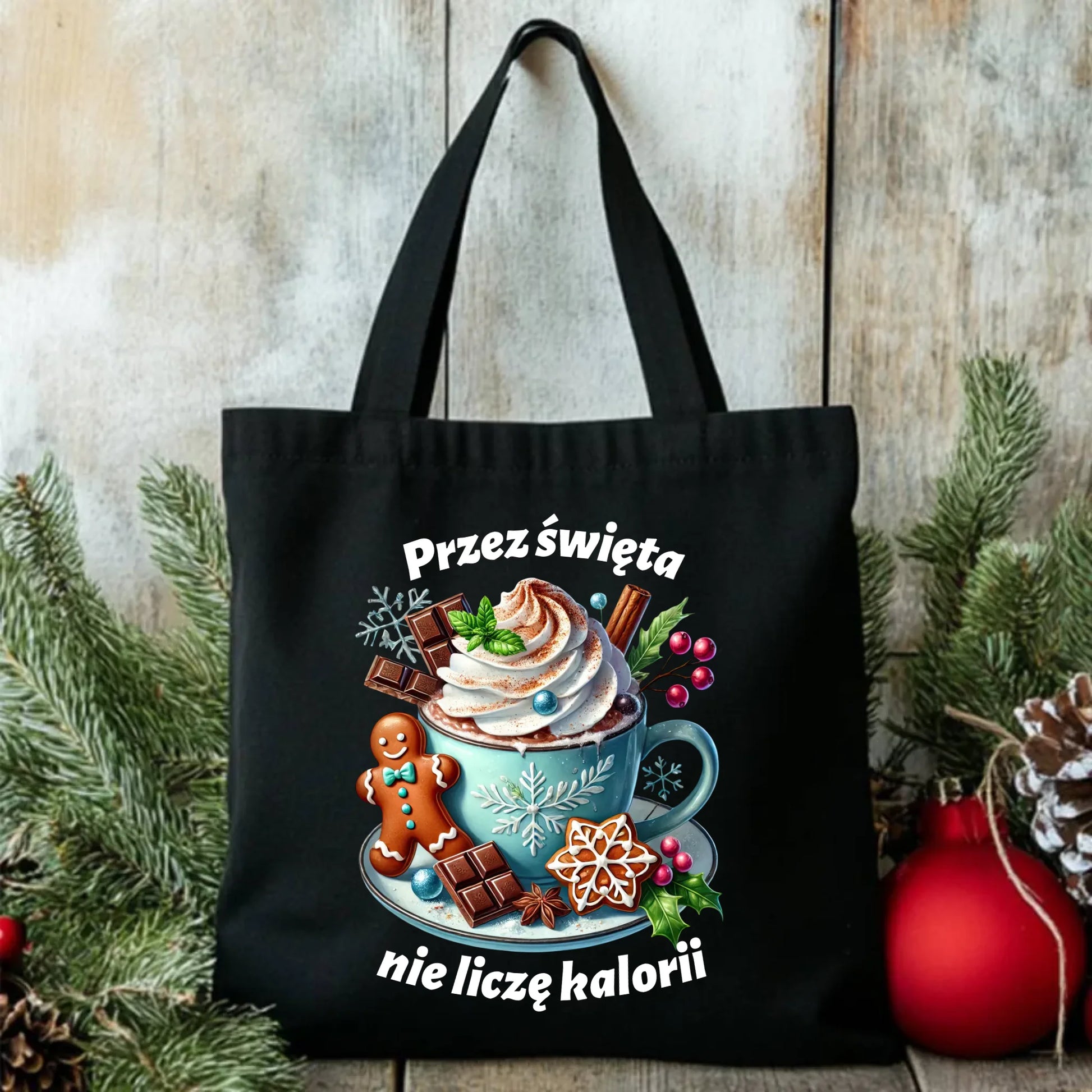 Torba świąteczna - Przez święta nie liczę kalorii BN31 - StoryCups.pl
