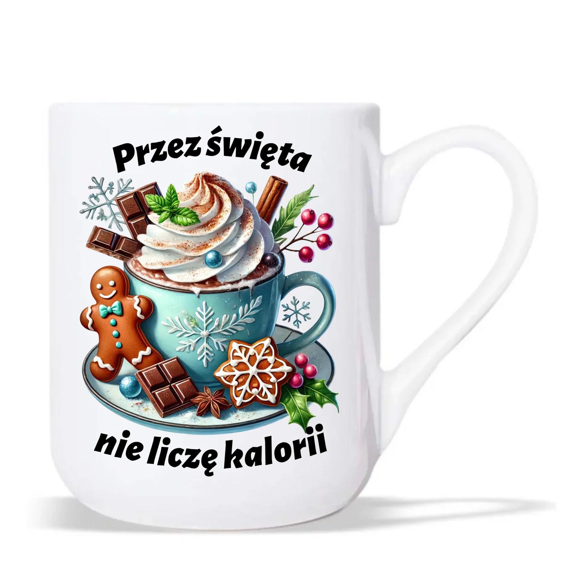 Kubek elegant świąteczny - Przez święta nie liczę kalorii BN31 - StoryCups.pl