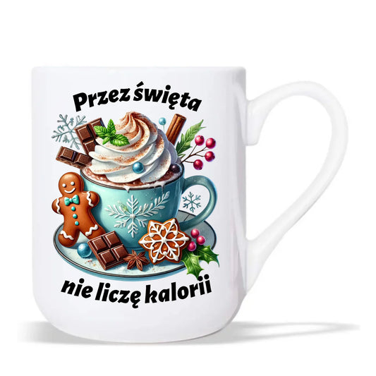Kubek elegant świąteczny - Przez święta nie liczę kalorii BN31 - StoryCups.pl