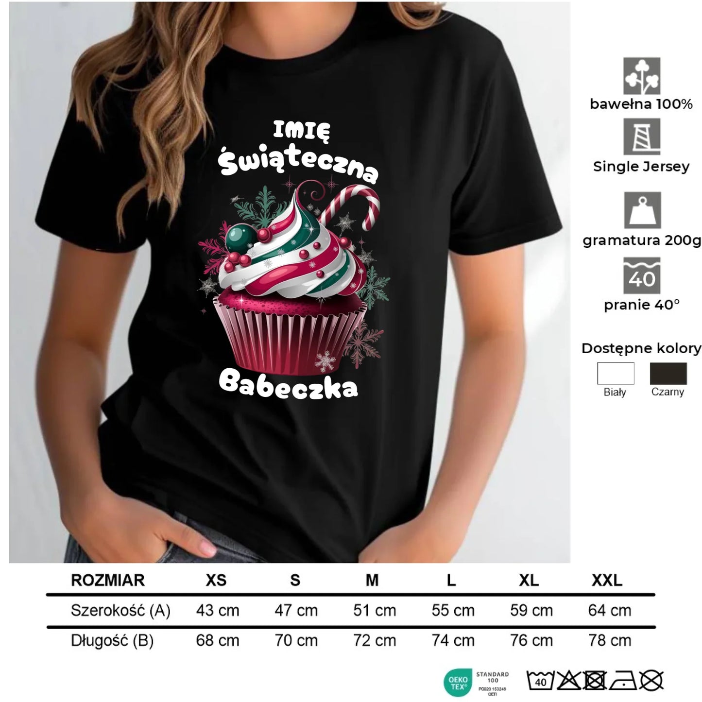 Koszulka damska na święta - Świąteczna babeczka - personalizowana BN30 - StoryCups.pl