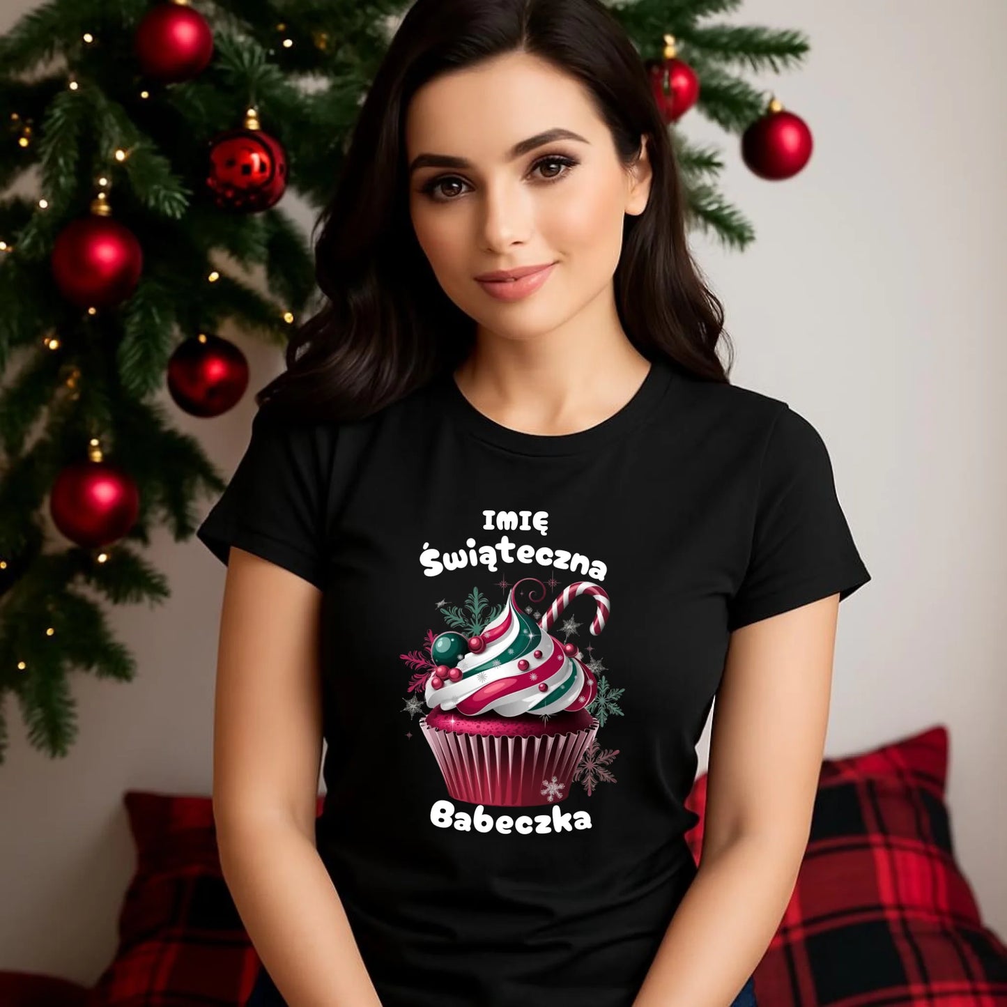Koszulka damska na święta - Świąteczna babeczka - personalizowana BN30 - StoryCups.pl