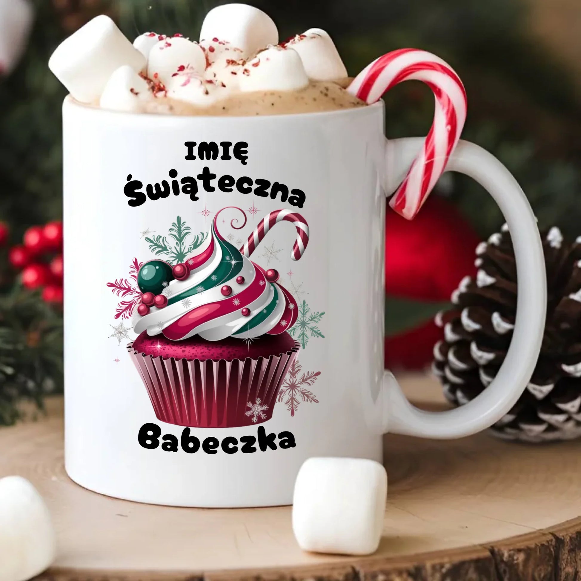 Kubek na święta - Świąteczna babeczka - personalizowany BN30 - StoryCups.pl