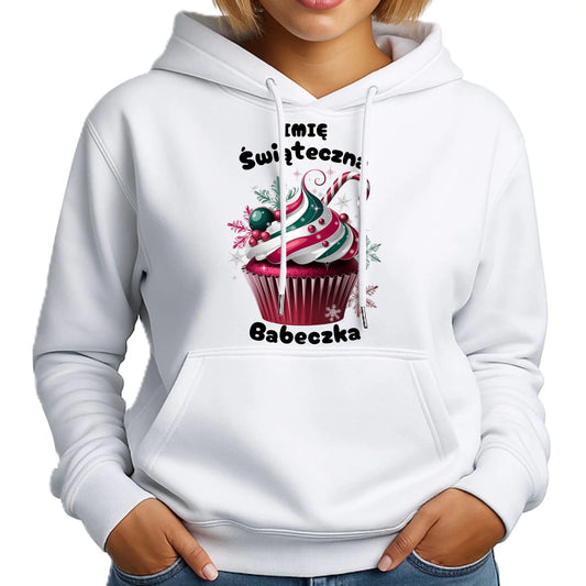 Bluza damska z kapturem na święta - Świąteczna babeczka - personalizowana BN30 - StoryCups.pl