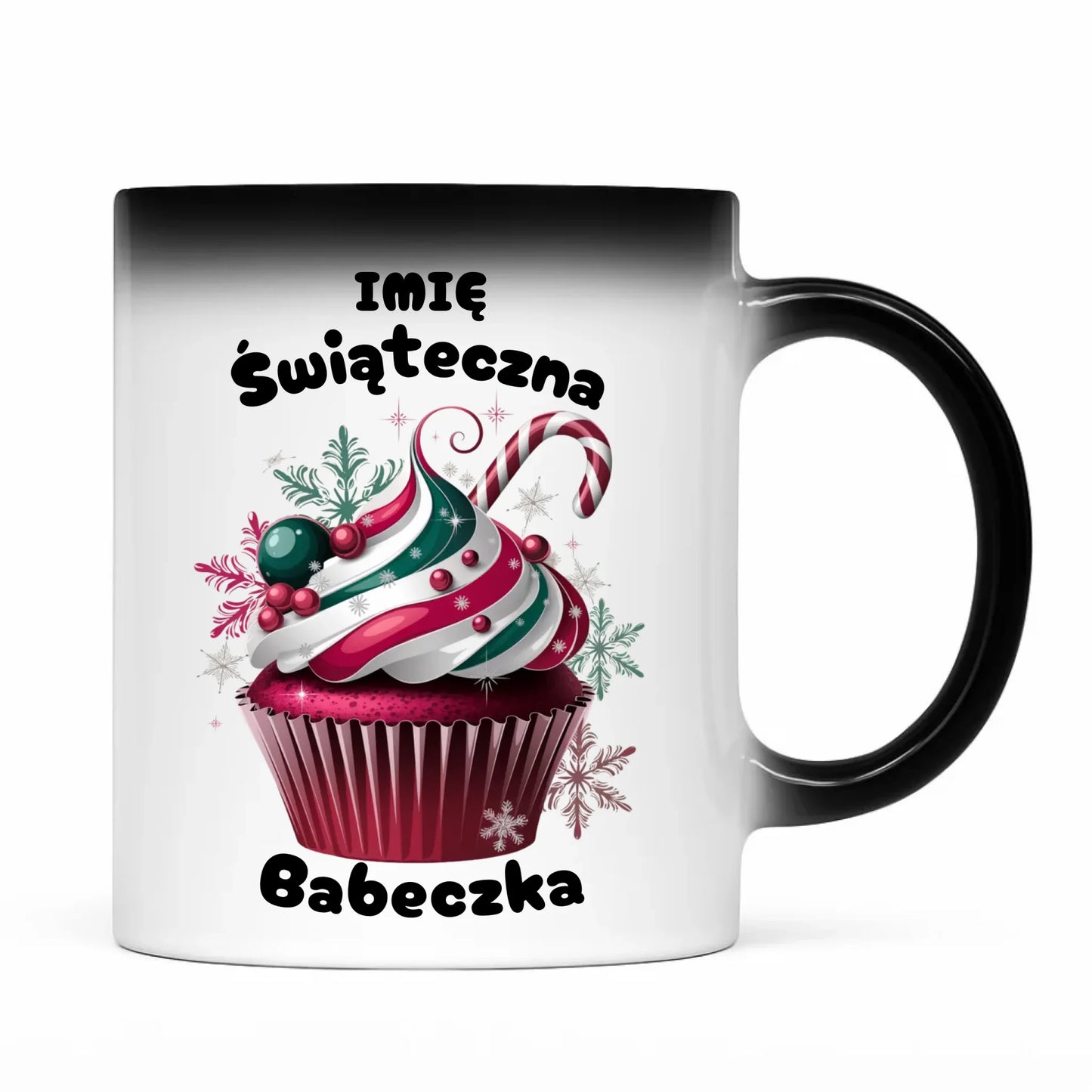 Kubek magiczny na święta - Świąteczna babeczka - personalizowany BN30 - StoryCups.pl