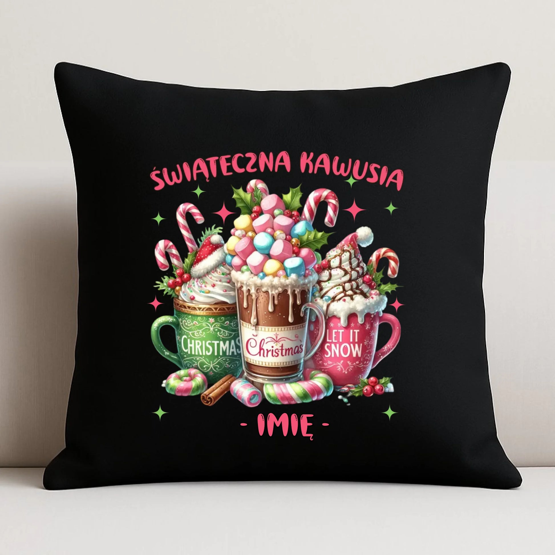 Poduszka dekoracyjna świąteczna - Świąteczna kawusia - personalizowana BN29 - StoryCups.pl