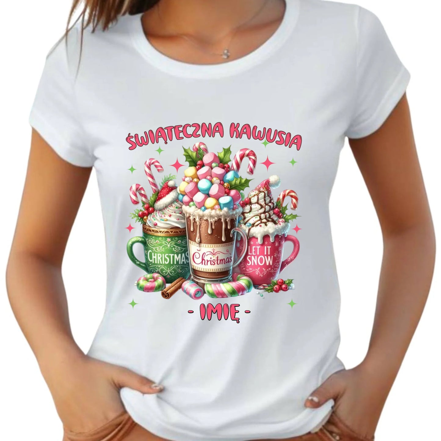 Koszulka damska świąteczna - Świąteczna kawusia - personalizowana BN29 - StoryCups.pl