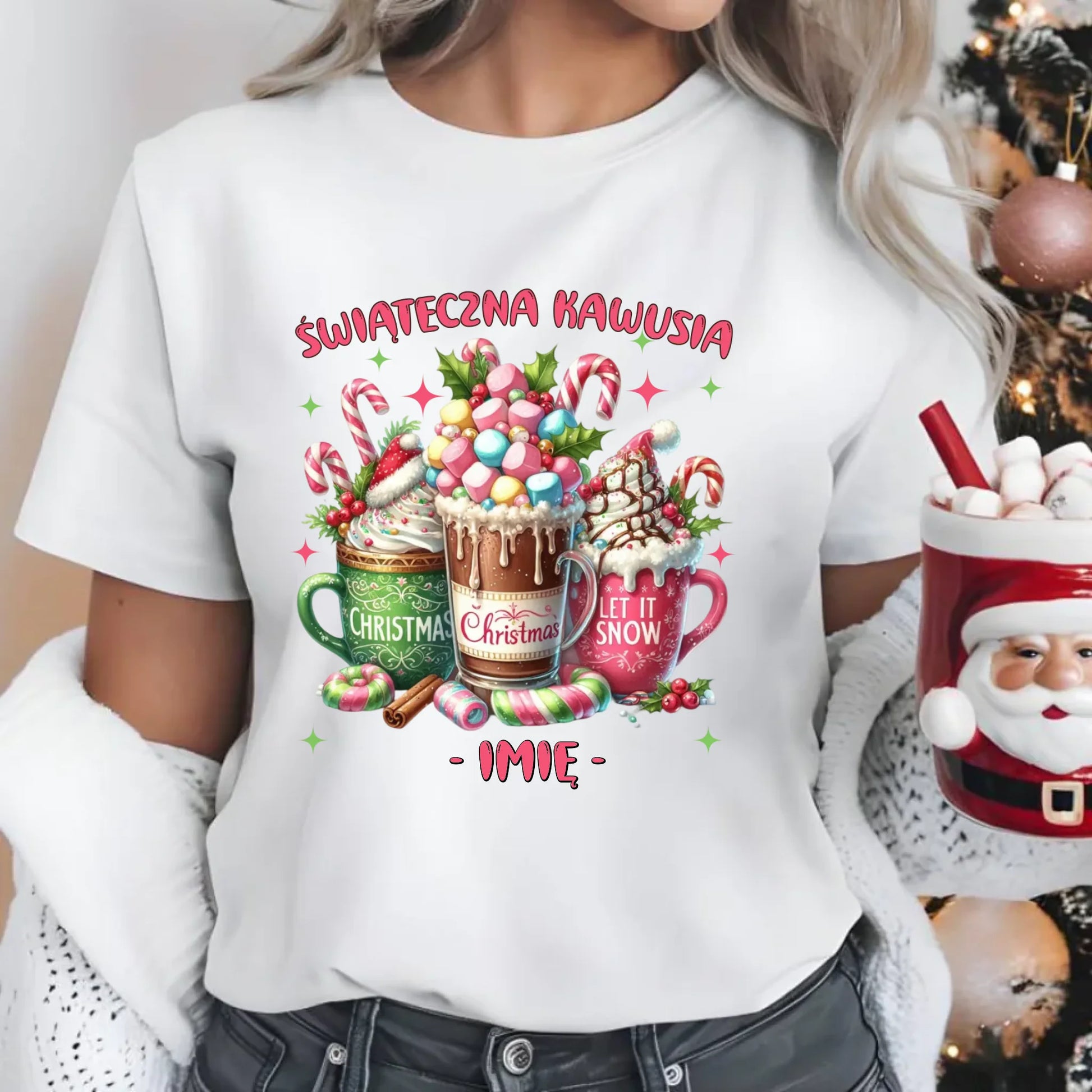 Koszulka damska świąteczna - Świąteczna kawusia - personalizowana BN29 - StoryCups.pl