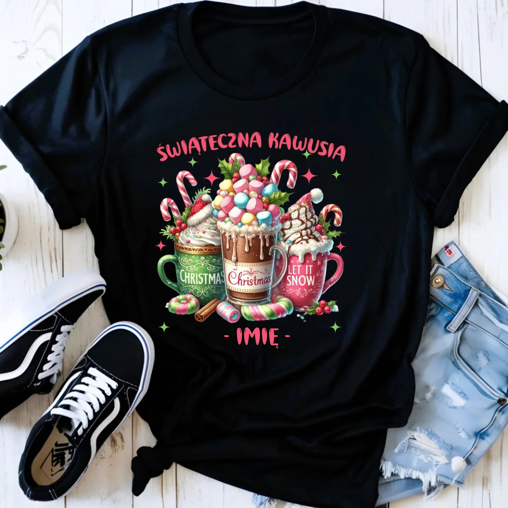 Koszulka damska świąteczna - Świąteczna kawusia - personalizowana BN29 - StoryCups.pl