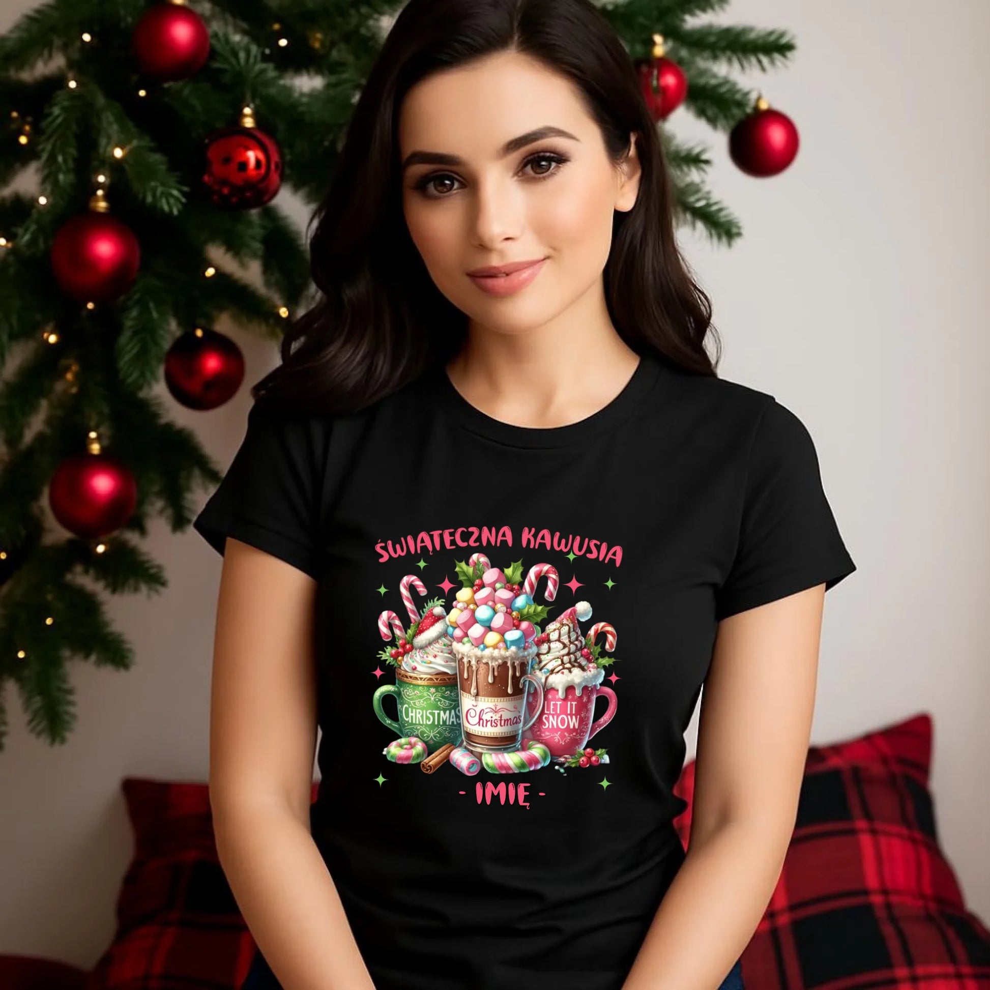 Koszulka damska świąteczna - Świąteczna kawusia - personalizowana BN29 - StoryCups.pl